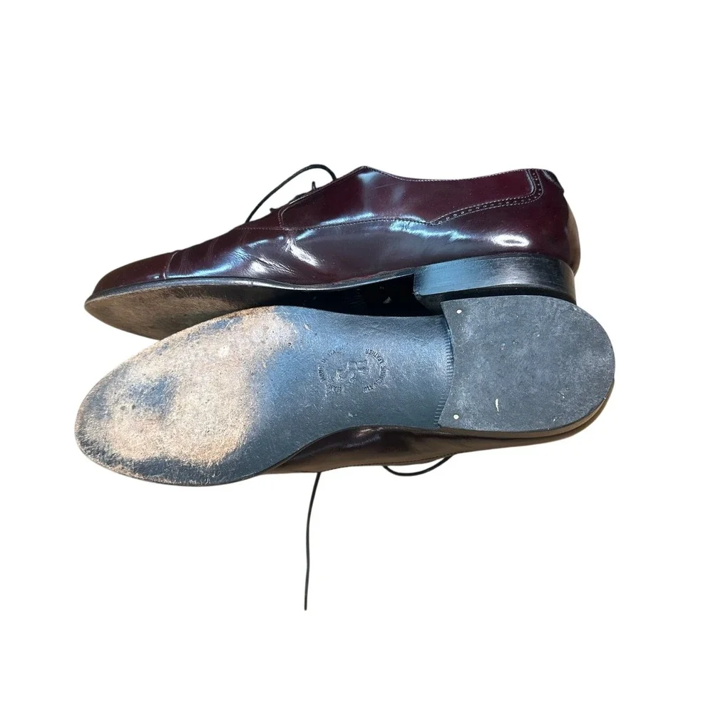 San Remo Mens Burgundy Leather Cap Toe Oxford Made in Italy Size 12‎ N